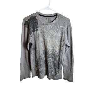 LL Cool J 1984 Gray Graphic Waffle Knit Thermal Long Sleeve Y2K Streetwear M